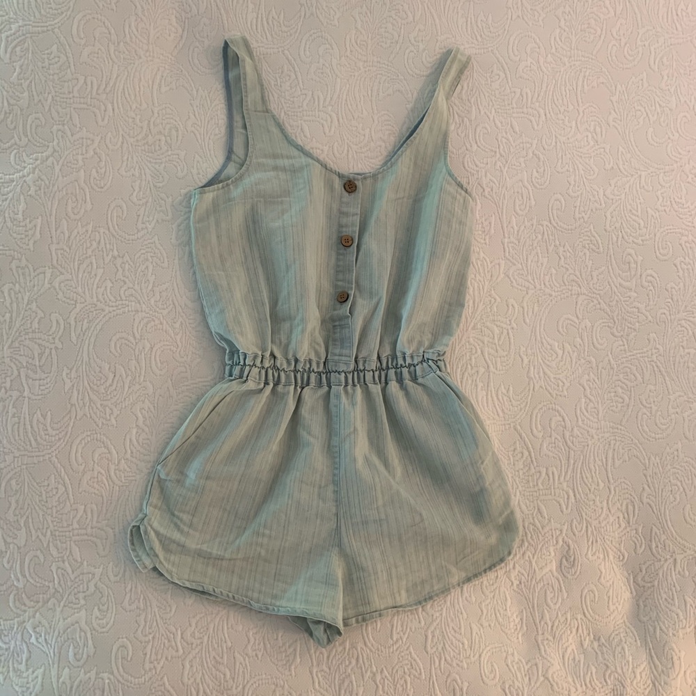 Light denim button romper